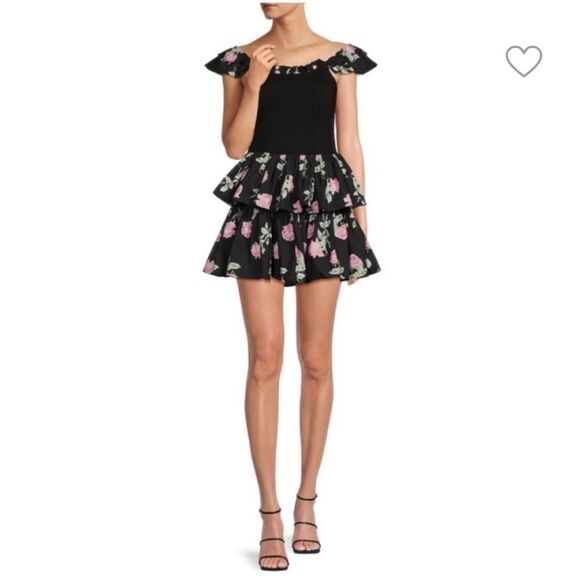 LoveShackFancy Sanam Floral Mini Dress Size 10 - Picture 1 of 8